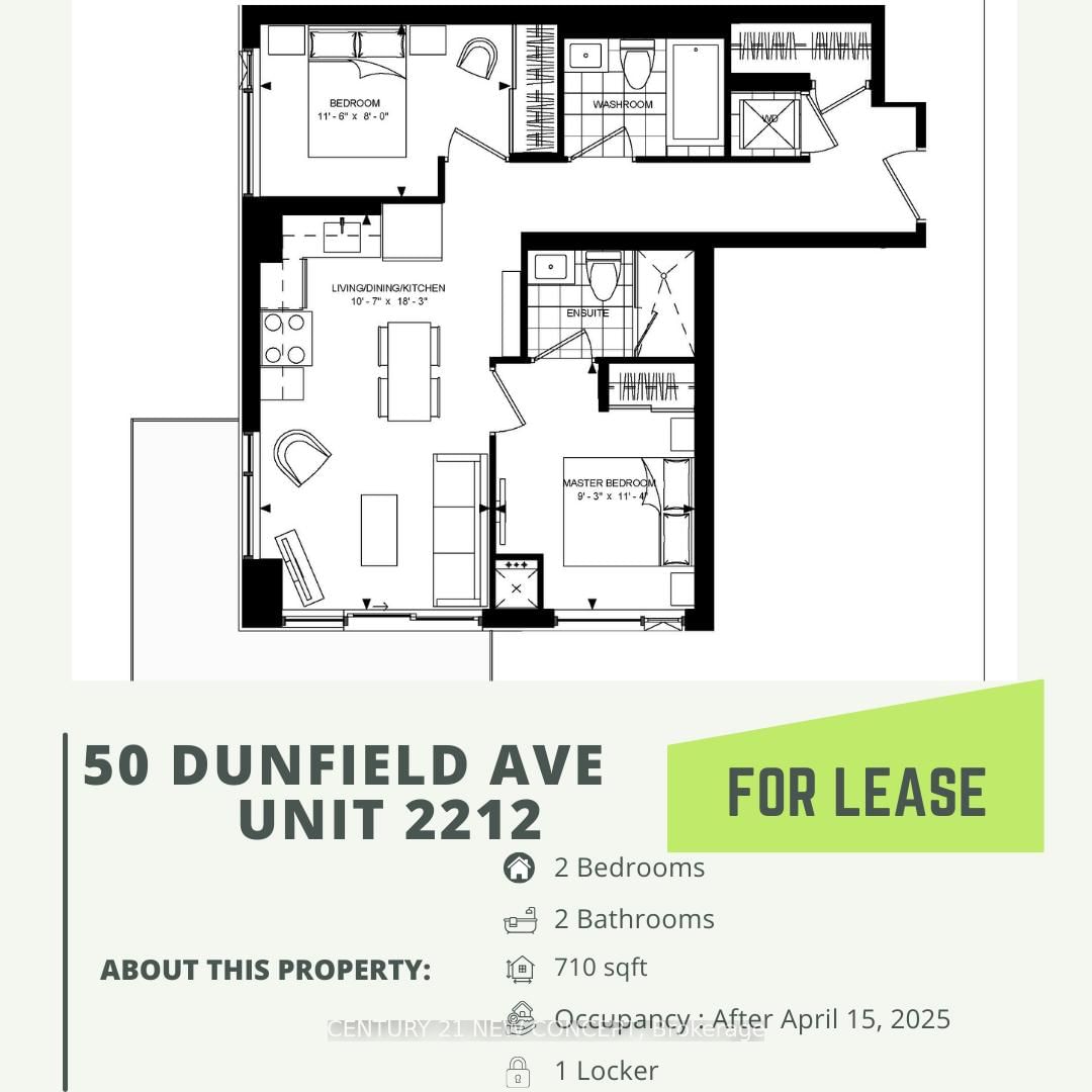 Condo for lease at 2212-50 Dunfield Avenue, Toronto, Mount Pleasant East, M4S 0E4 - MLS: C12000918