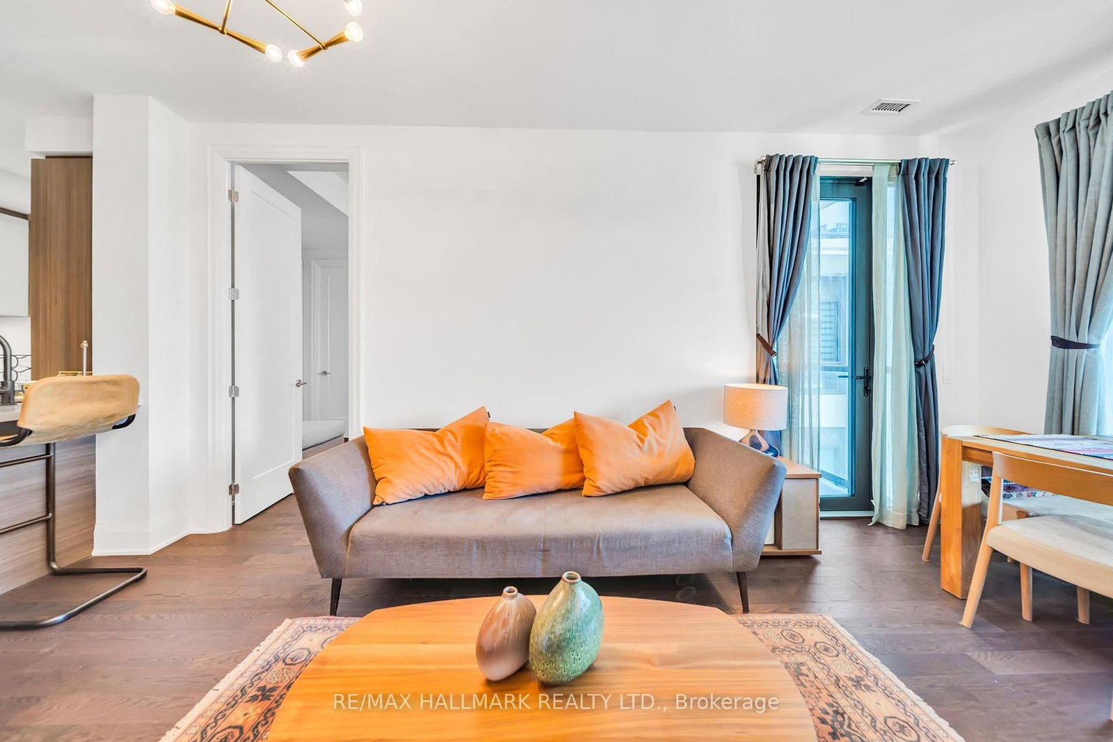The living room opens to the balcony