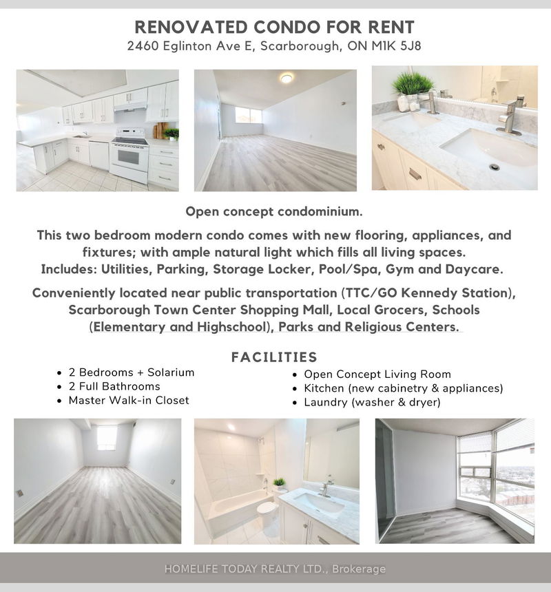 home for lease on 1510-2460 Eglinton Avenue E