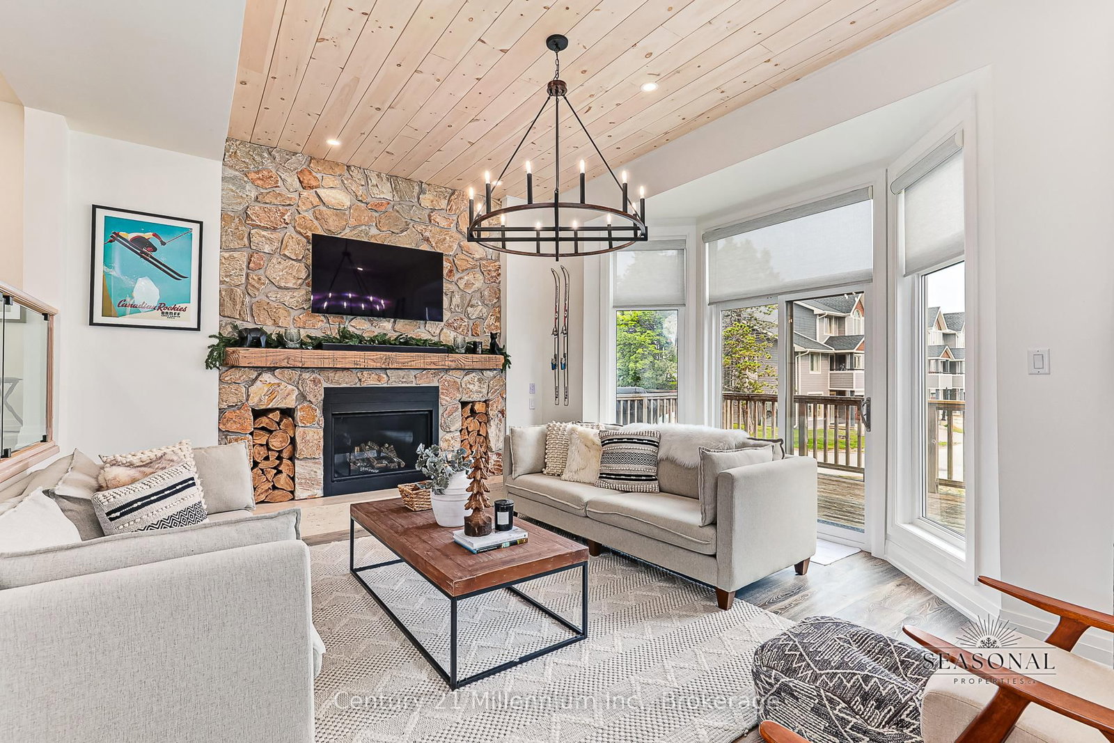 Waterfront Furnished Seasonal Lease at Dockside Village. Set within the sought-after Dockside community along Collingwood's vibrant waterfront, this beautifully appointed three-bedroom townhome offers a seamless blend of coastal charm and modern seasonal living. Just steps from Georgian Bay, marinas, and scenic trails, this residence delivers an effortless lifestyle where morning walks along the shoreline and evenings in downtown Collingwood become part of everyday life. Inside, the fully renovated open-concept design welcomes natural light throughout the main living space. High-end finishes define the home, including a stunning gas fireplace with a stone surround, wood ceilings with potlights, and a modern glass-railing staircase. The thoughtfully designed kitchen features new countertops and flows into the dining area-ideal for relaxed entertaining after a day exploring the mountains or bay. Modern convenience is a priority here, featuring a newly installed electric vehicle (EV) charger, ensuring your car is ready for every excursion across the region. The lifestyle at Dockside is further enhanced by exceptional amenities, offering residents exclusive access to a private beach, professional-grade tennis courts, and a refreshing saltwater pool. With the addition of brand-new air conditioning, updated flooring, and designer lighting, every detail has been curated for comfort. Positioned minutes from Blue Mountain Village and a thriving culinary scene, this residence allows guests to live like locals while embracing the rhythm of the region. This premium seasonal lease is offered at an all-inclusive list price, covering all utilities for a worry-free stay. The property is available for the spring, summer, or fall seasons. Lease terms require 50% of the total lease due upon signing, with the remaining 50% due prior to move-in. $3,000 damage/last cleaning deposit. Experience Collingwood through a lens of comfort and elevated seasonal design.