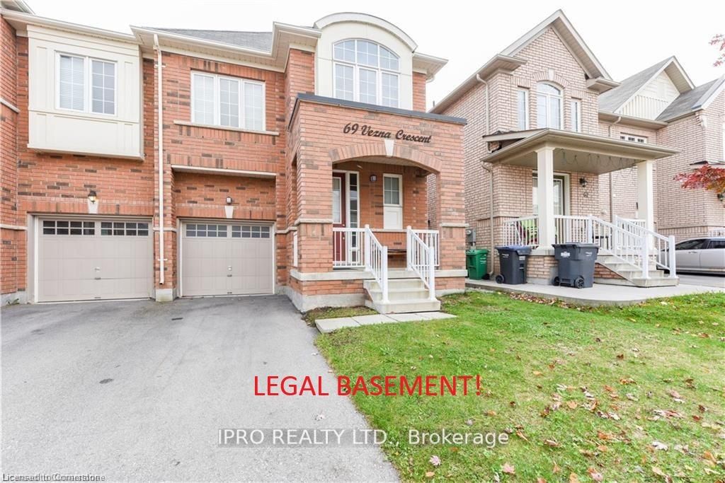 Semi-Detached House for sale at 69 Vezna Crescent, Brampton, Credit Valley, L6X 5K4 - MLS: W11943345