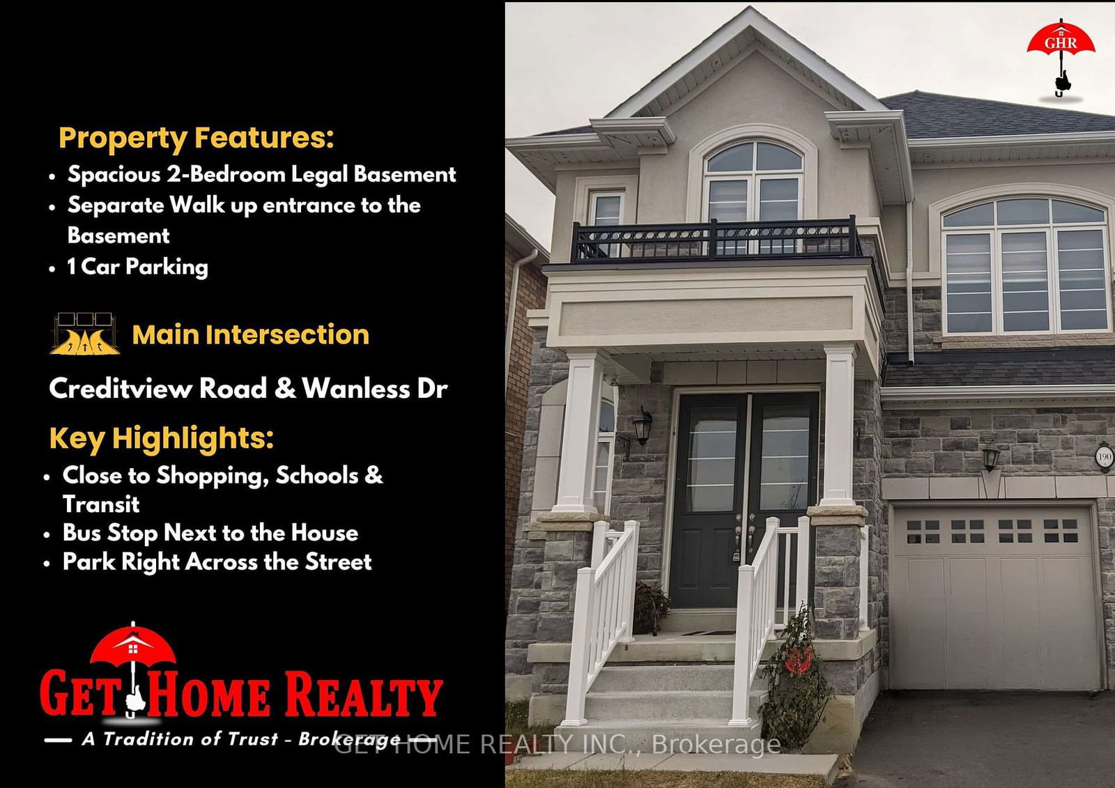 Detached House for lease at Bsmt-190 Thornbush Boulevard, Brampton, Northwest Brampton, L7A 0C3 - MLS: W11963021