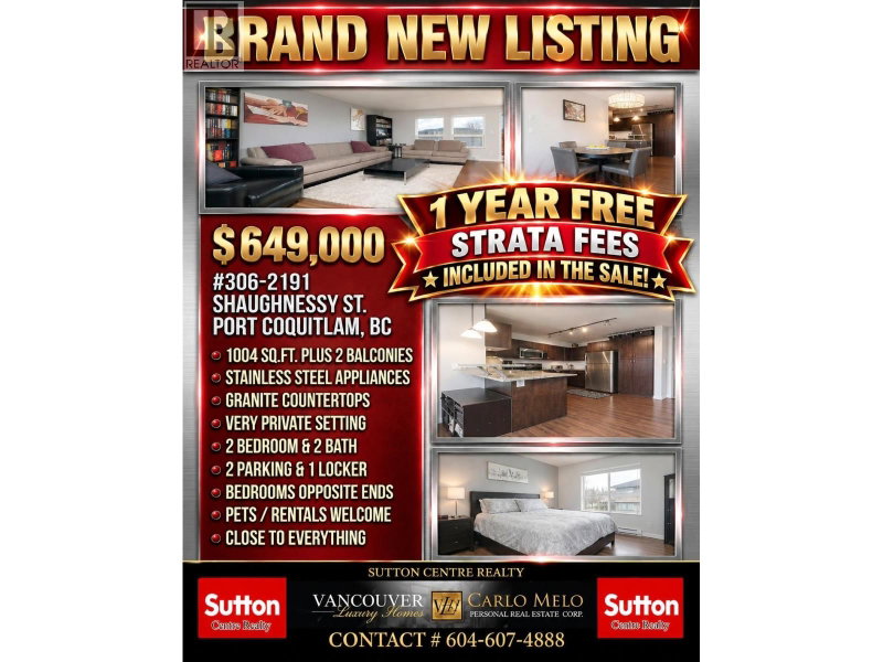 2191 SHAUGHNESSY Street Port Coquitlam British Columbia, V3C 3C7 - 2 Bedrooms Condo For Sale