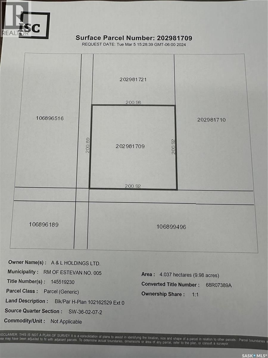 Block H Rural, Estevan Rm No. 5, Saskatchewan S0C 0M0